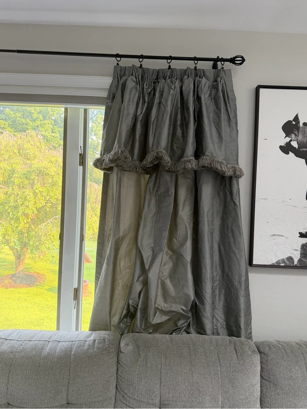 Custom Gray Dupioni-Style Drapery Panels 96” Lined Interlined Pleated Pair